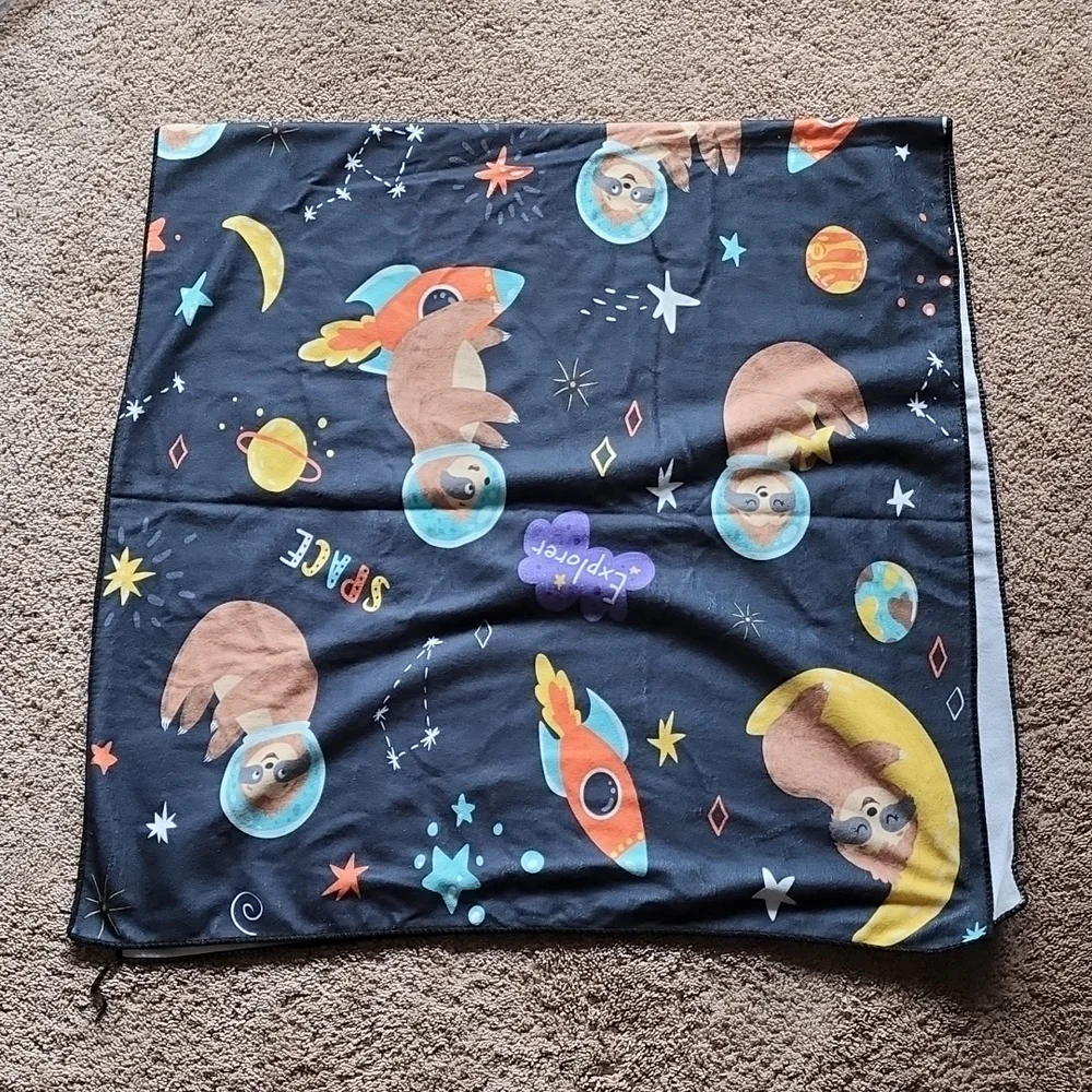 Cute kids space sloth beach towel blanket